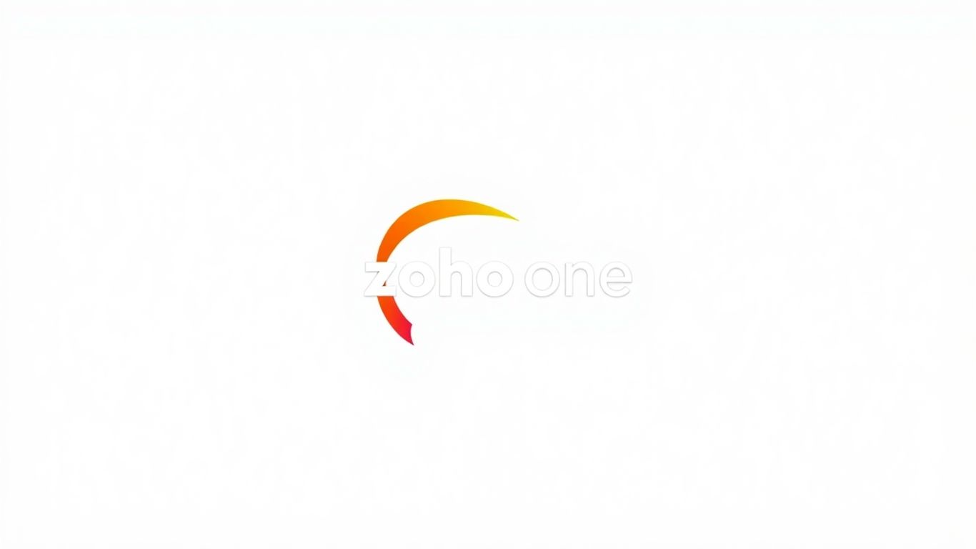Zoho One logo with abstract colorful swirls.