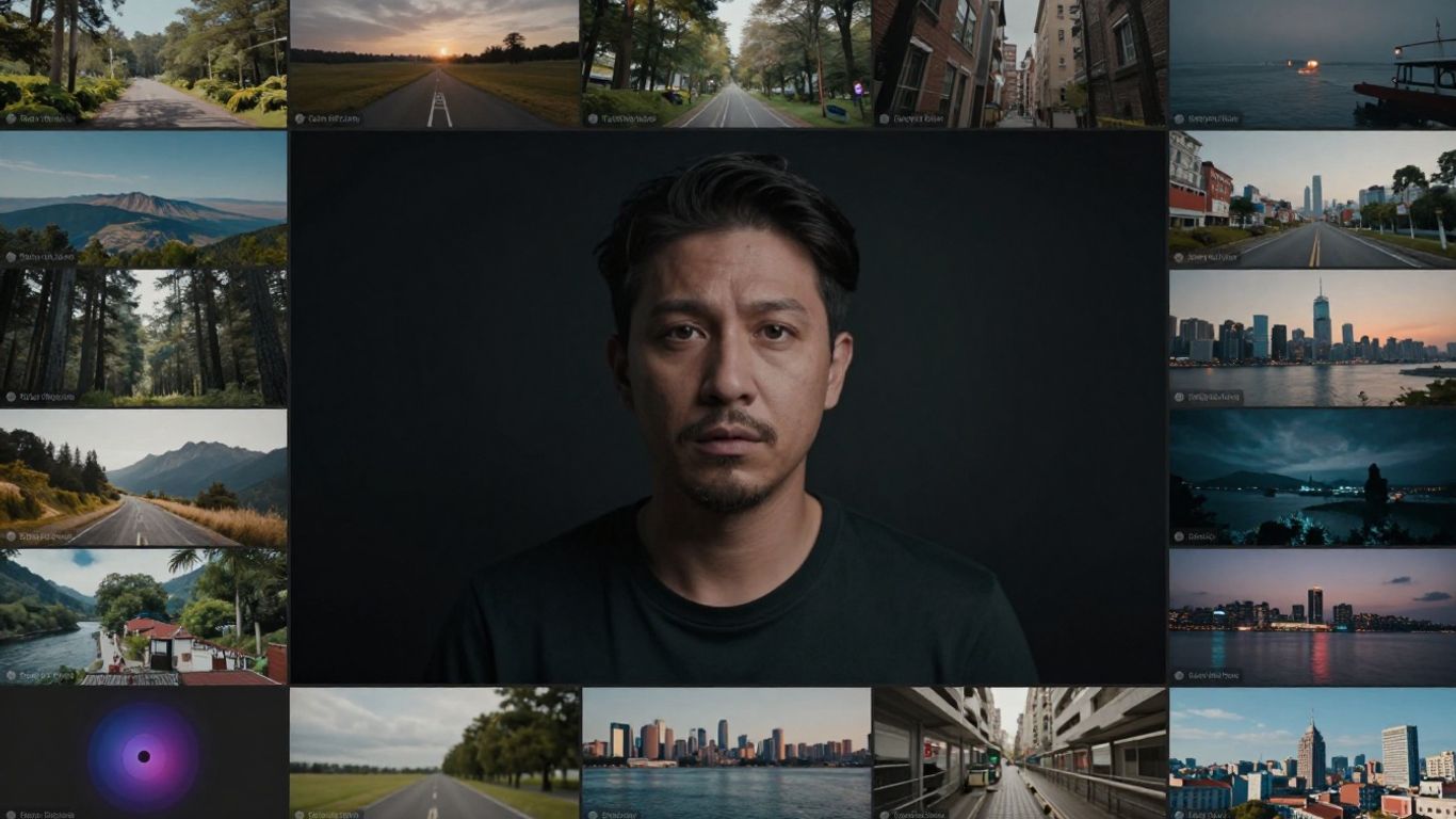 Diverse video clips blending together.