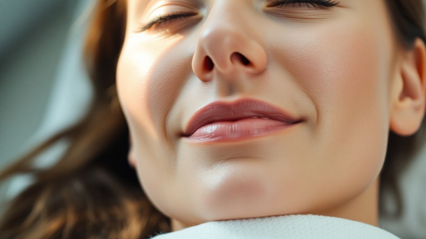 Woman's serene face, soft lighting