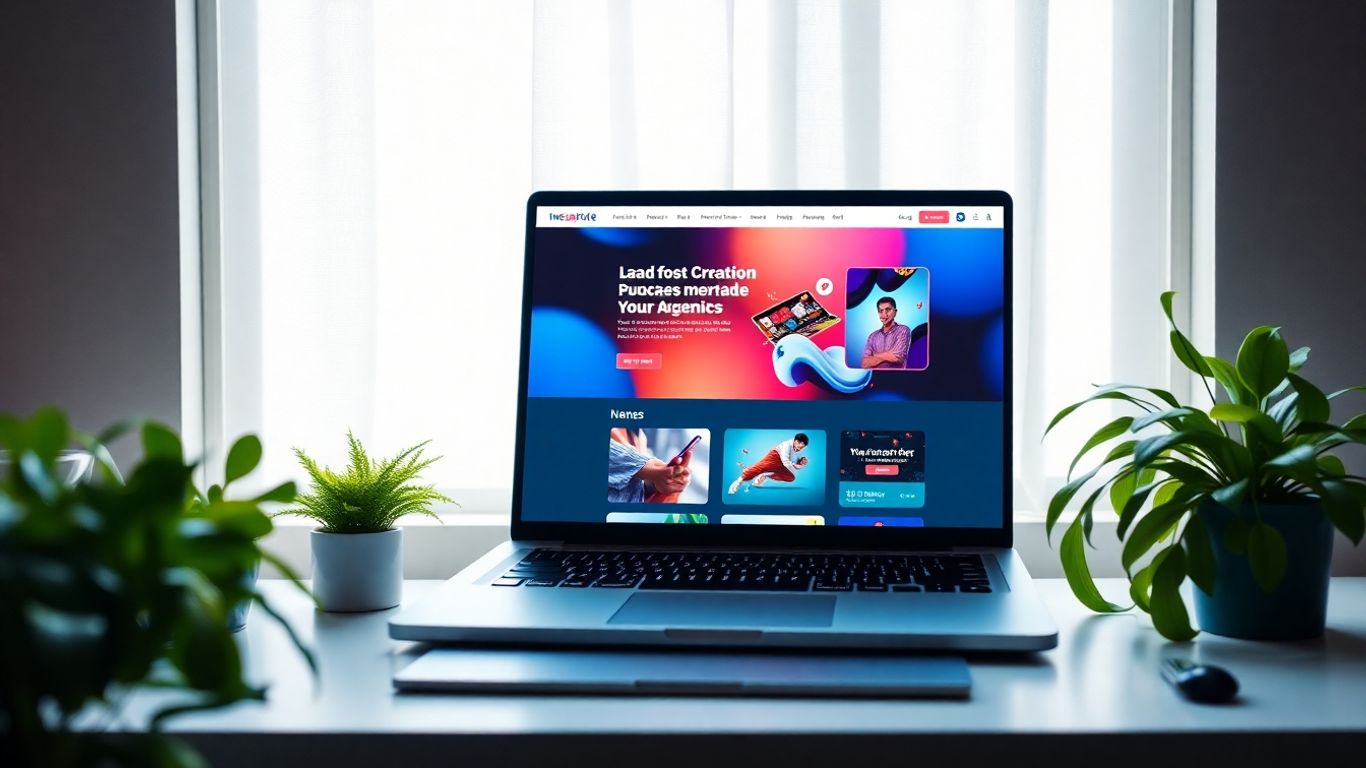 Modern website design on a laptop screen.