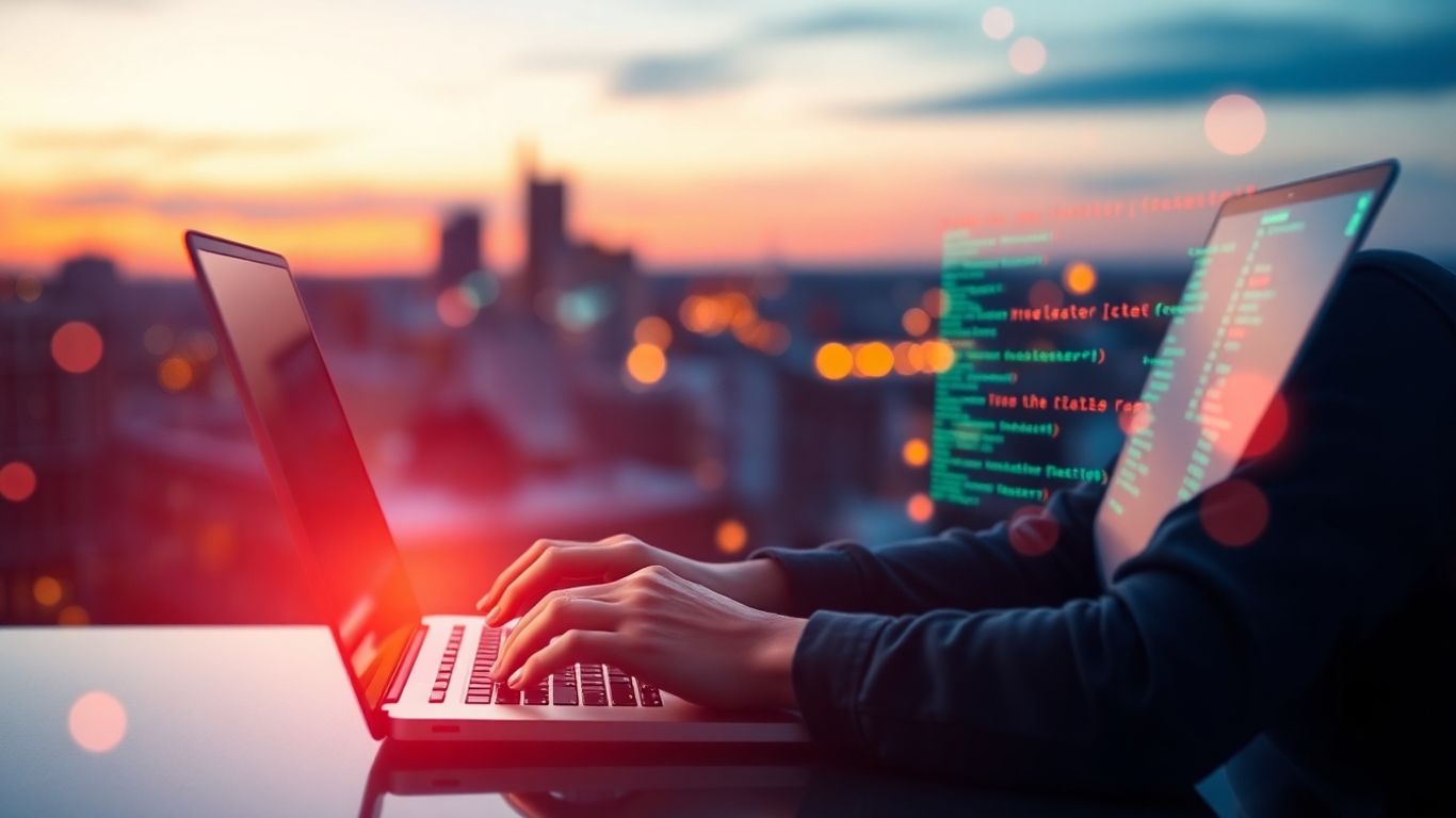 Person learning Python on a laptop.