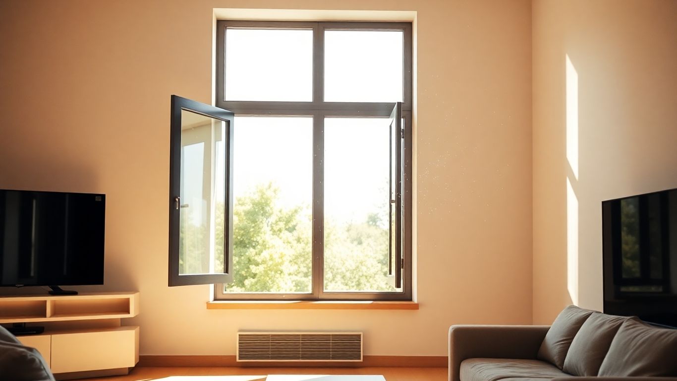 Fenêtre ouverte dans un salon lumineux