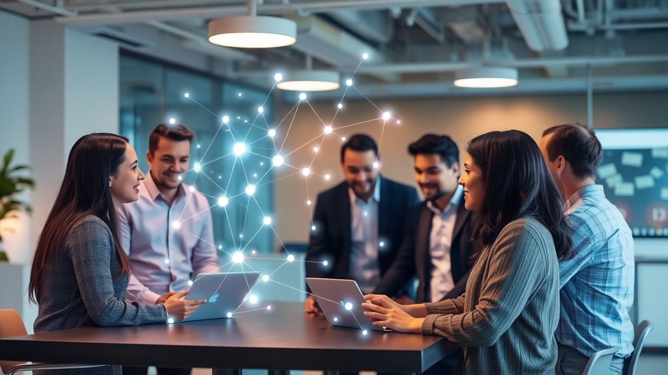 Team collaborating on AI business potential