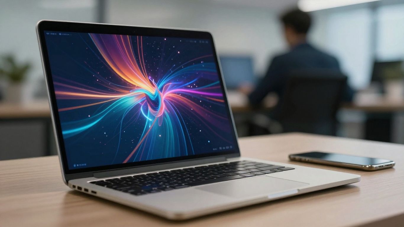 Interfaz de aplicación web en pantalla de portátil moderna.