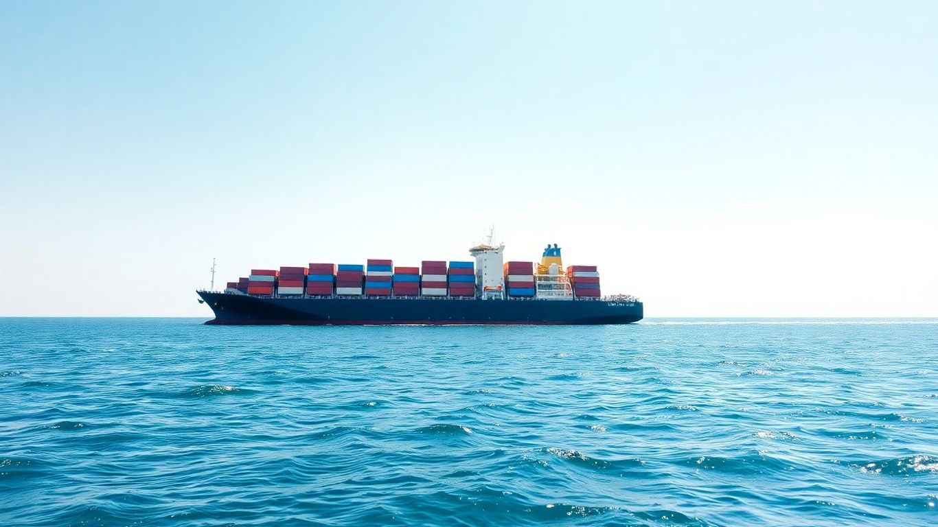 Cargo ship sailing on the ocean