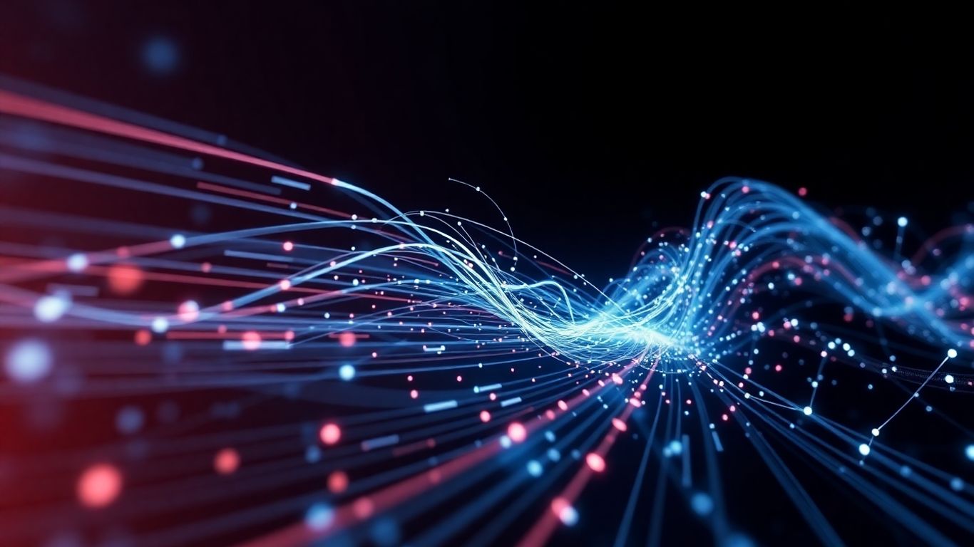 Abstract digital structures forming, suggesting accelerated progress.