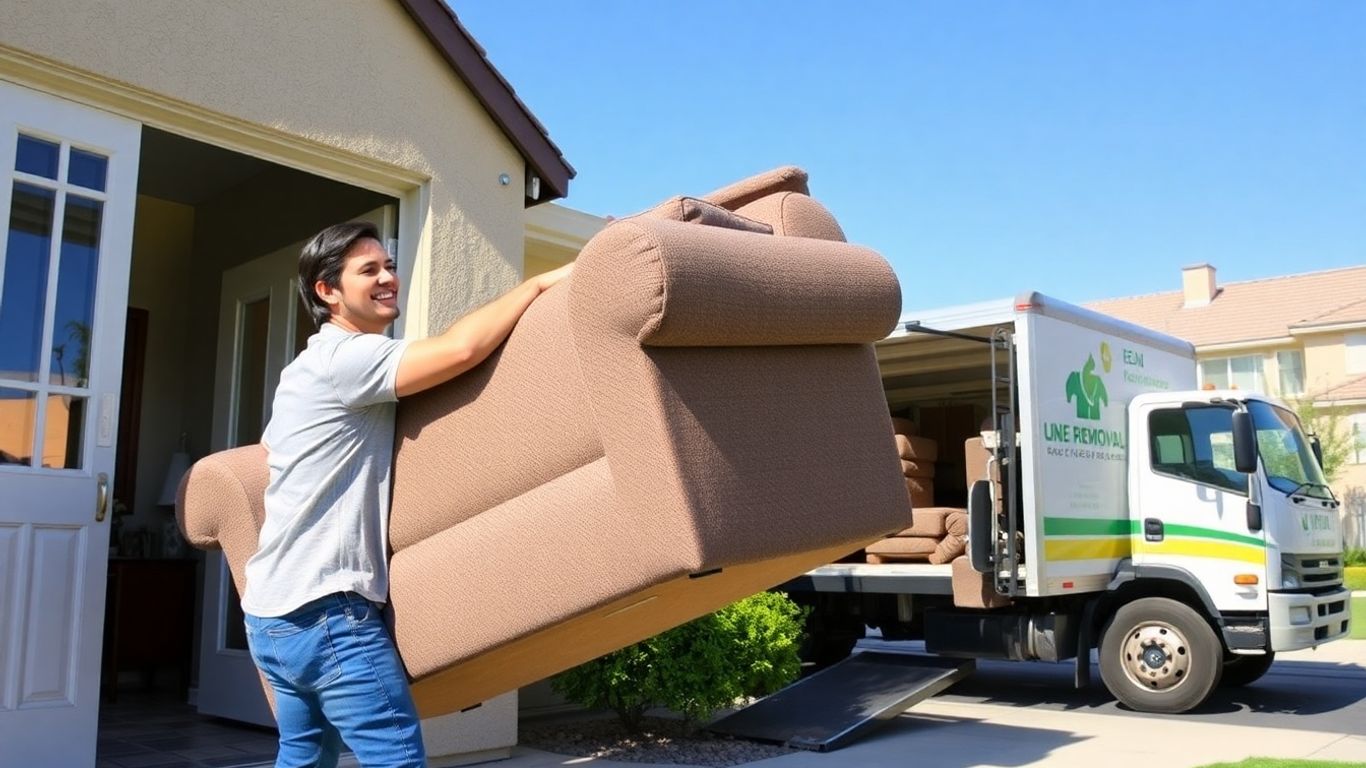 Effortless furniture removal with a junk truck in Riverside.