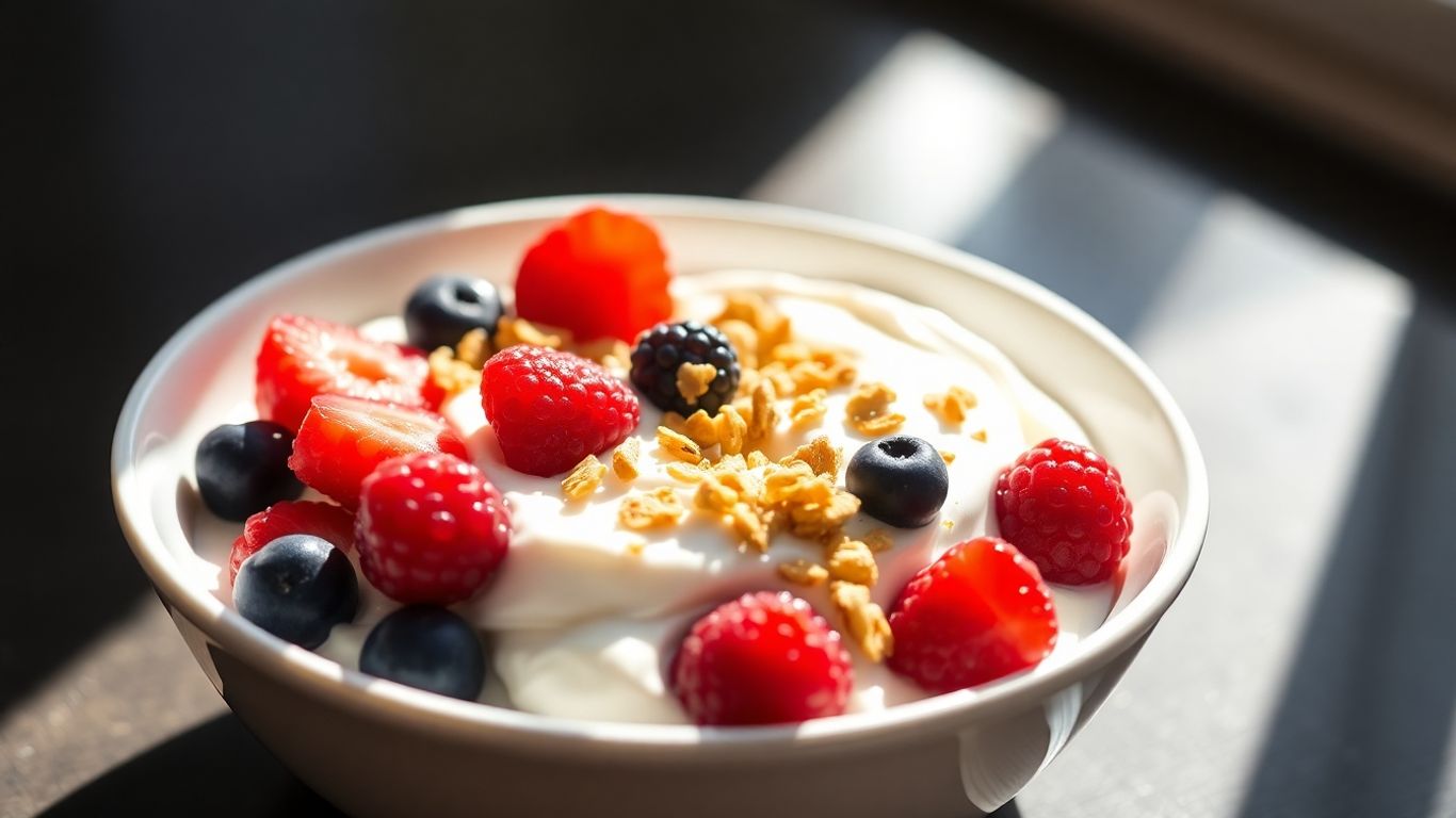 Bowl of yogurt with berries and granola