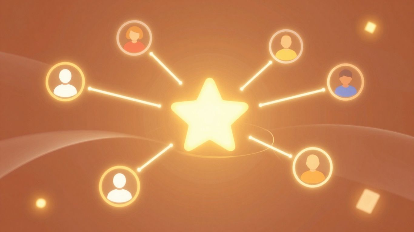 Digital interface with connection lines and a shining star.