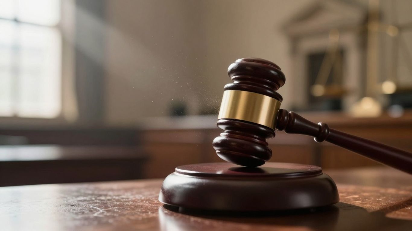 Ciocan de judecată lovind o bâtă, clădire legislativă.