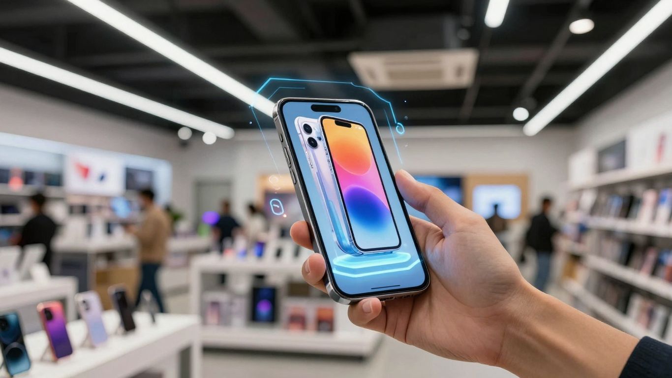 Holographic product in a retail store via smartphone.