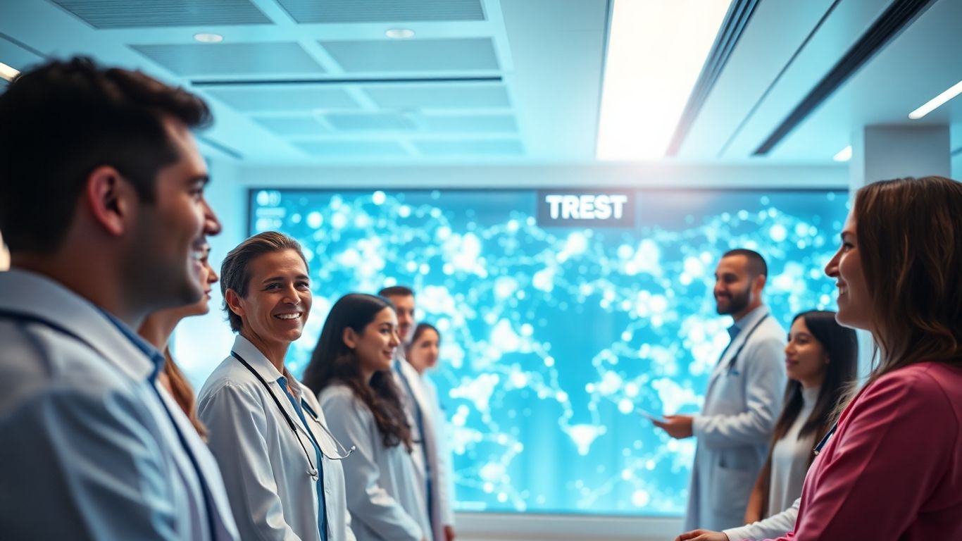 AI interface in a modern clinic setting.