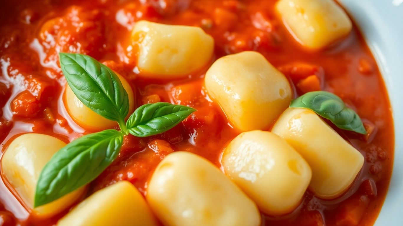 Gnocchi in tomato sauce with basil