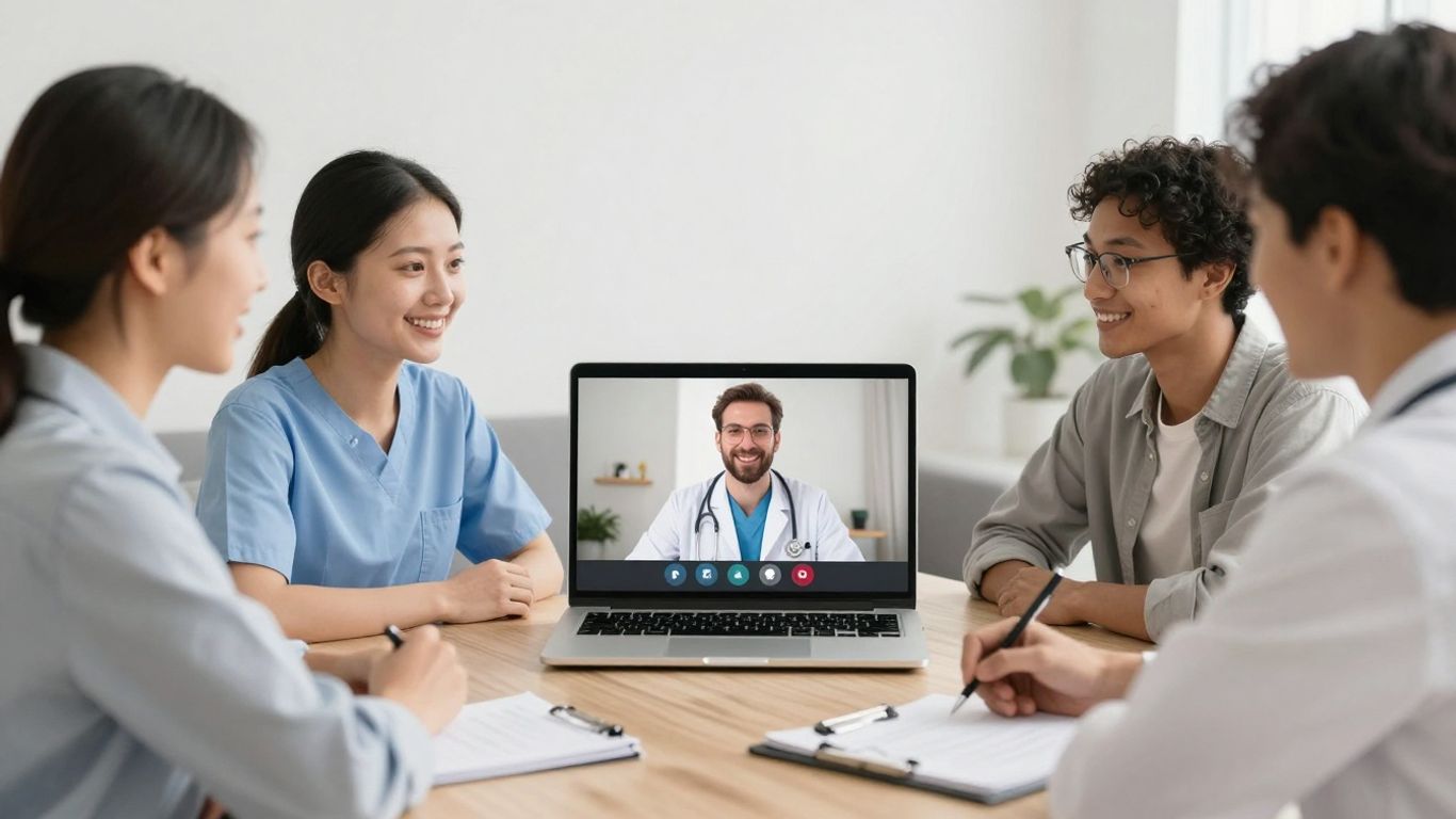 Virtual weight loss consultation with a doctor.