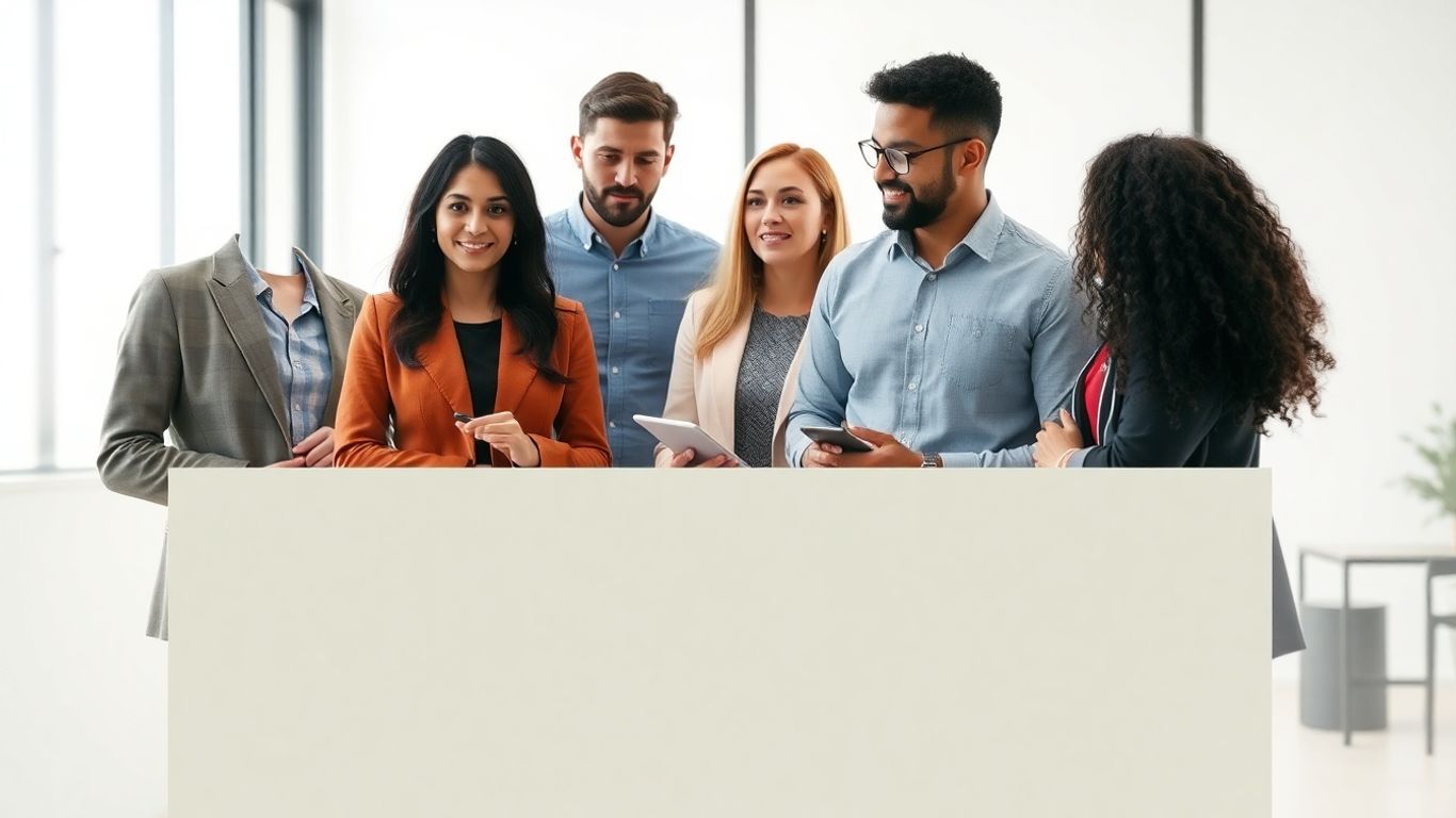 Marketing job recruitment agency professionals collaborating in an office.