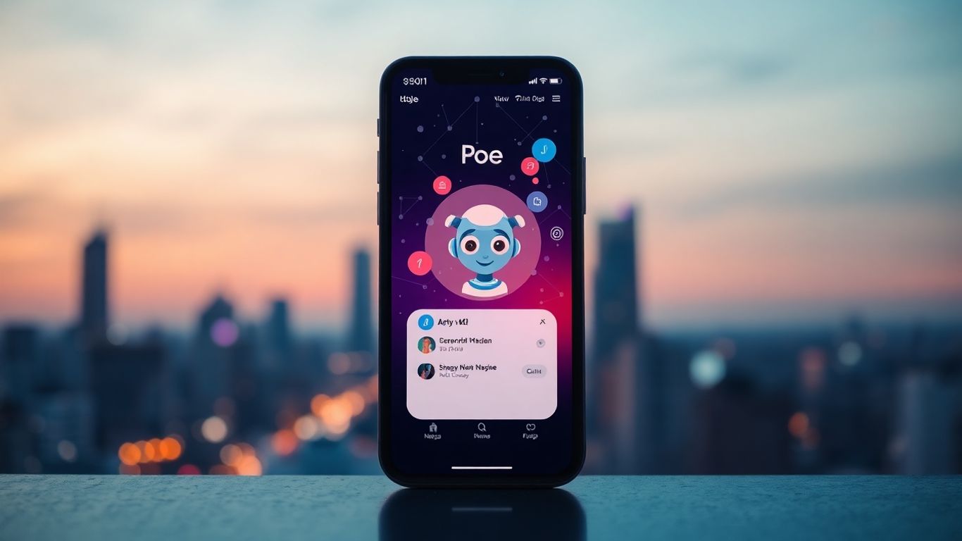 Poe AI chatbot app on a smartphone screen.