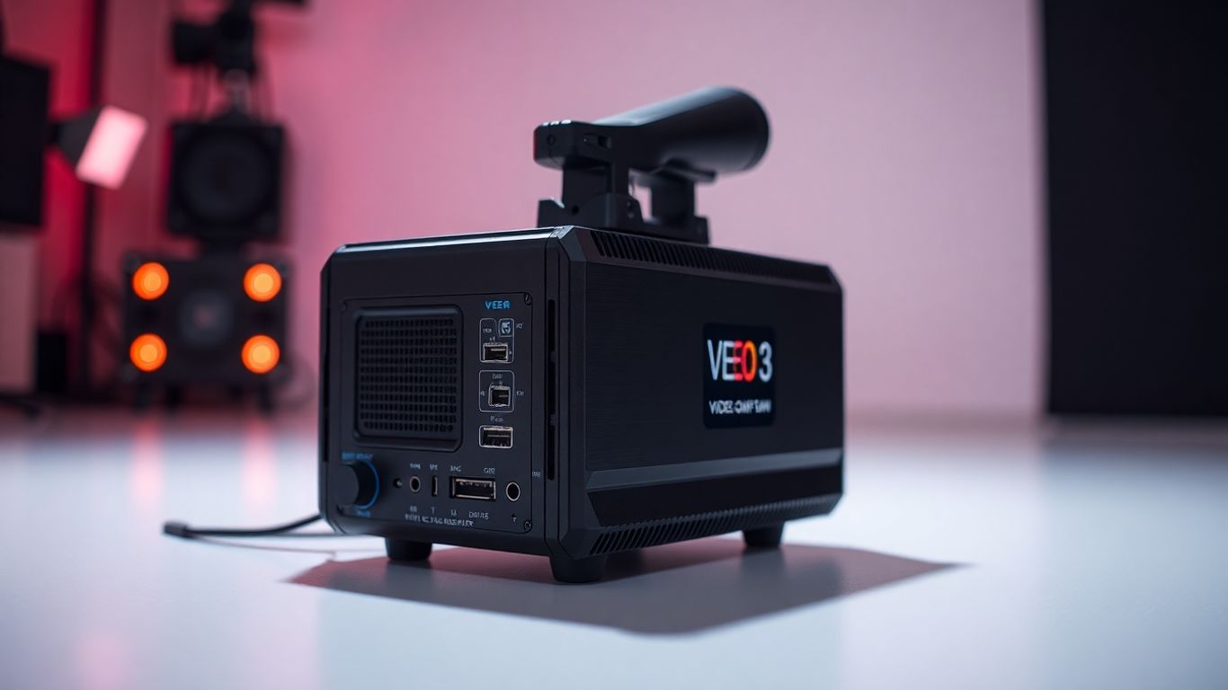 Veo 3 video generator in a studio setting.