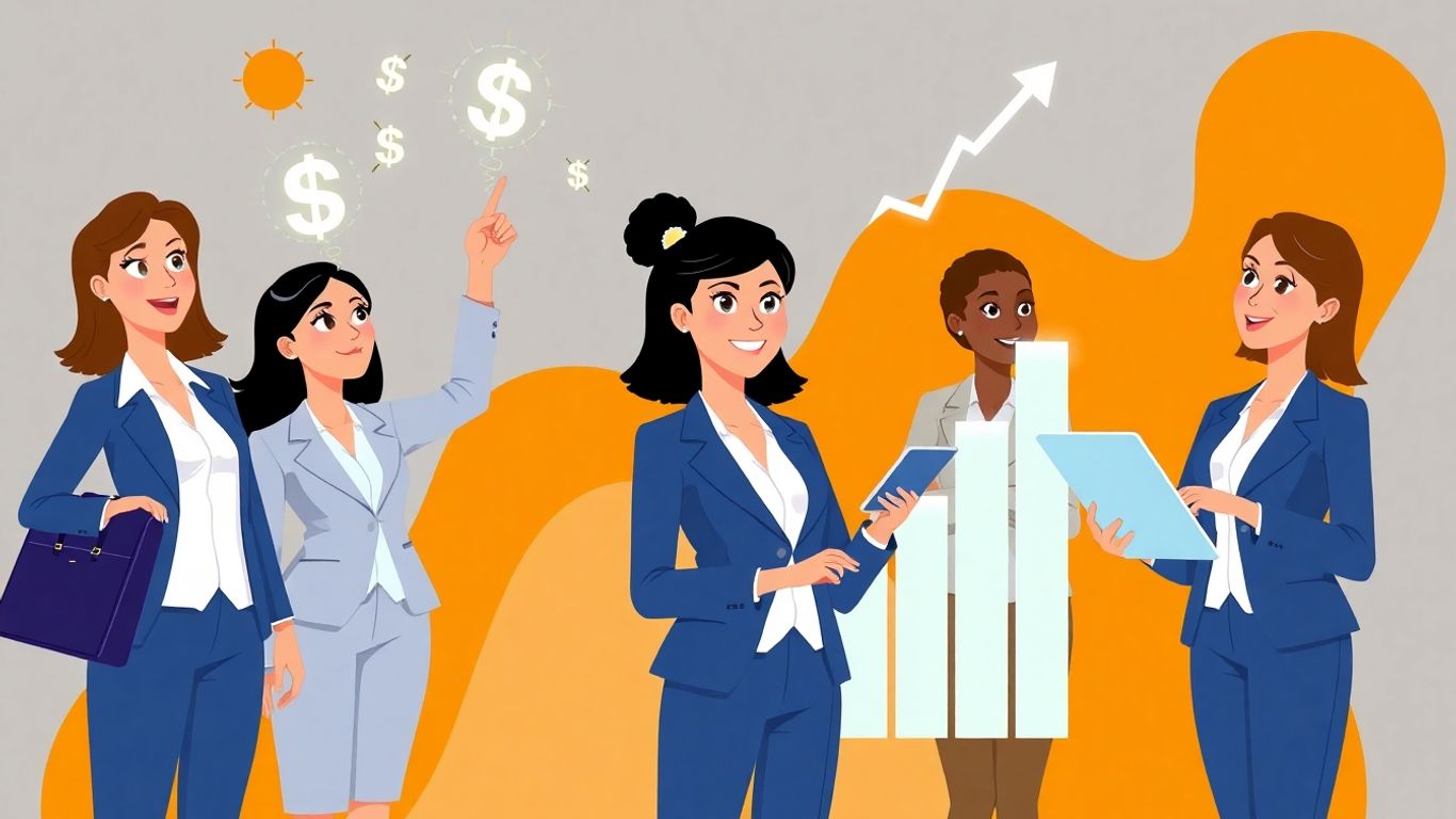 Women entrepreneurs planning business growth with financial tools.