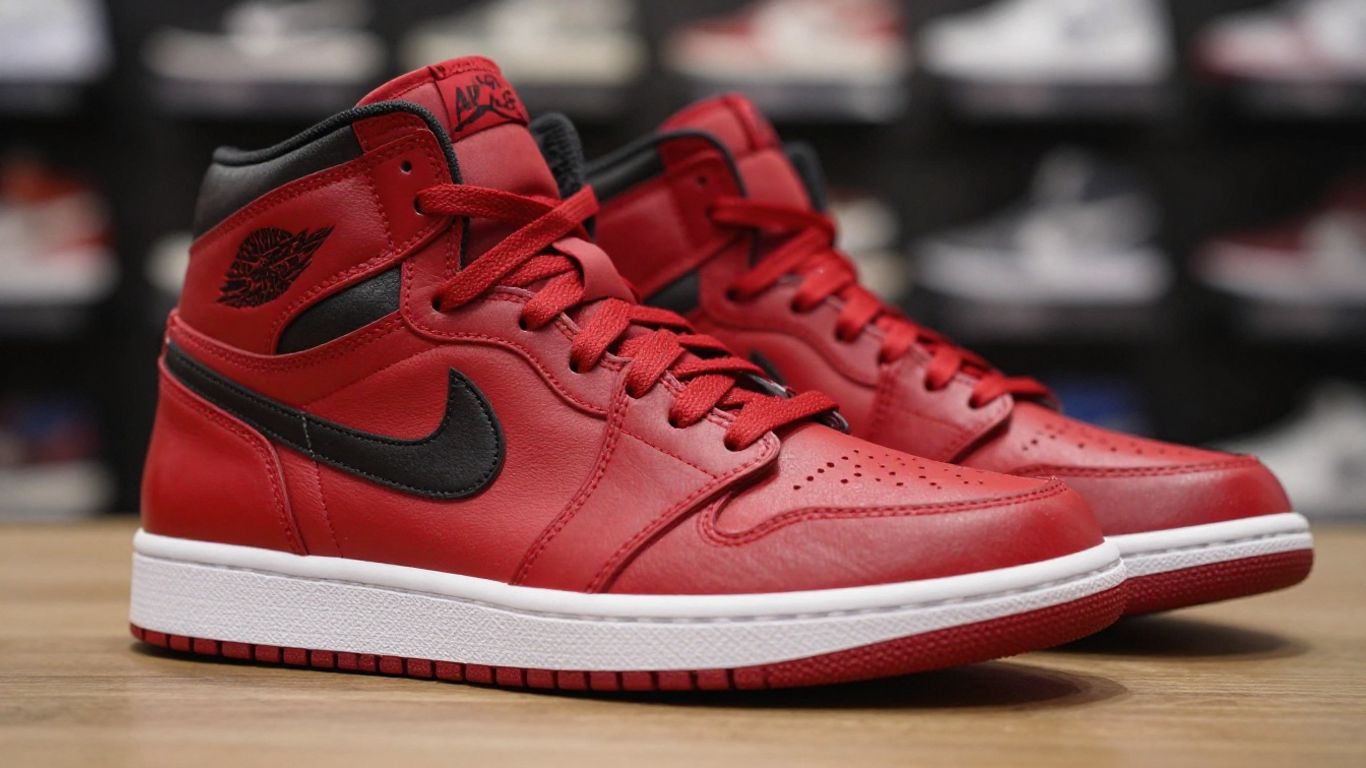 Pantofi sport Jordan 1 roșii în ofertă specială.