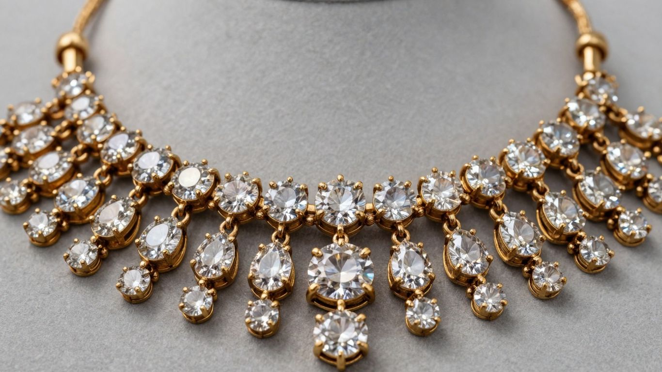 Elegant polki necklace with uncut diamonds and antique gold.