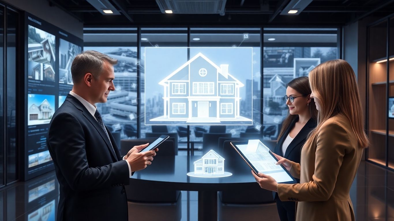 Tranzacții imobiliare digitale cu interfețe moderne.