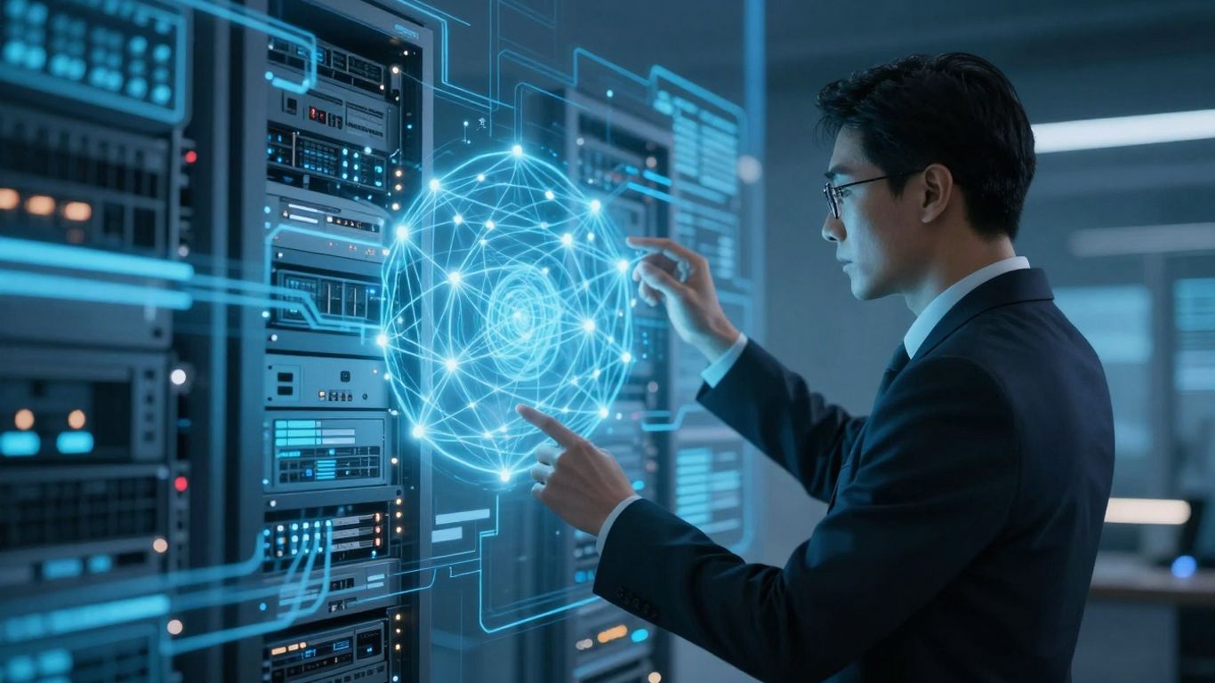 Cybersecurity audit process with digital network analysis.