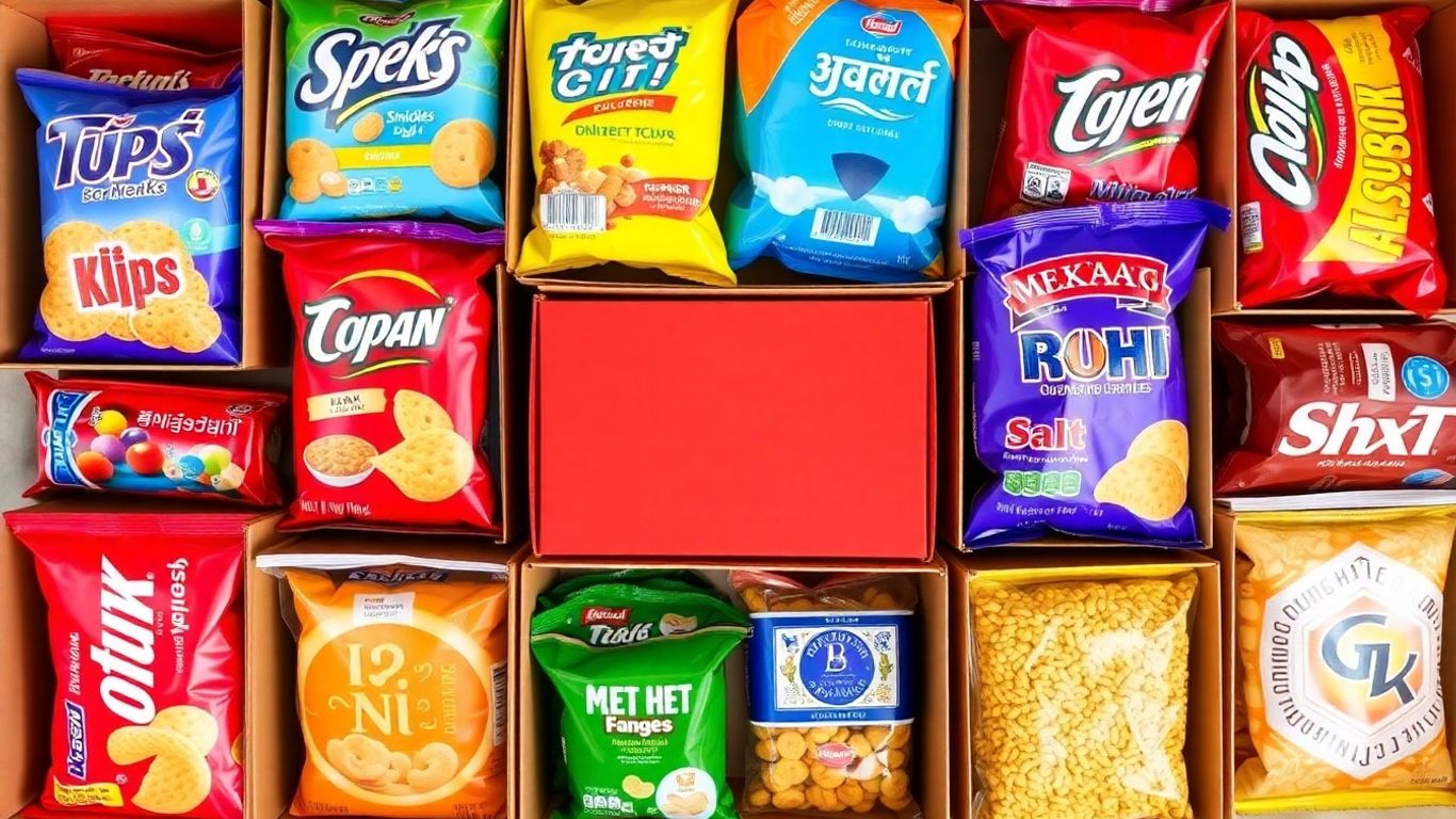 กล่องขนมหลากหลายแบรนด์ดัง จัดเรียงสวยงาม พร้อมส่ง