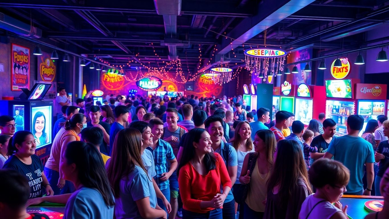 People enjoying games at a fun club.