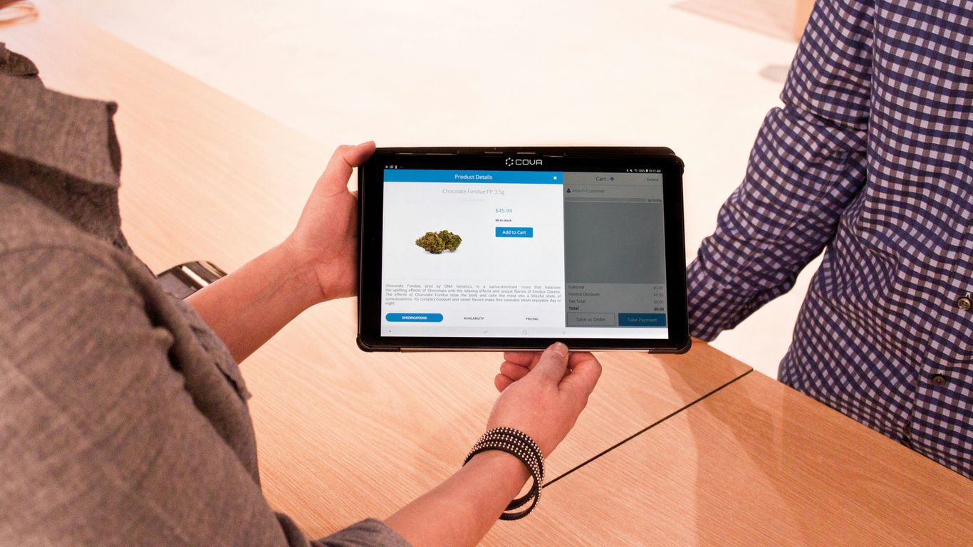 a person holding a tablet with a picture on it
