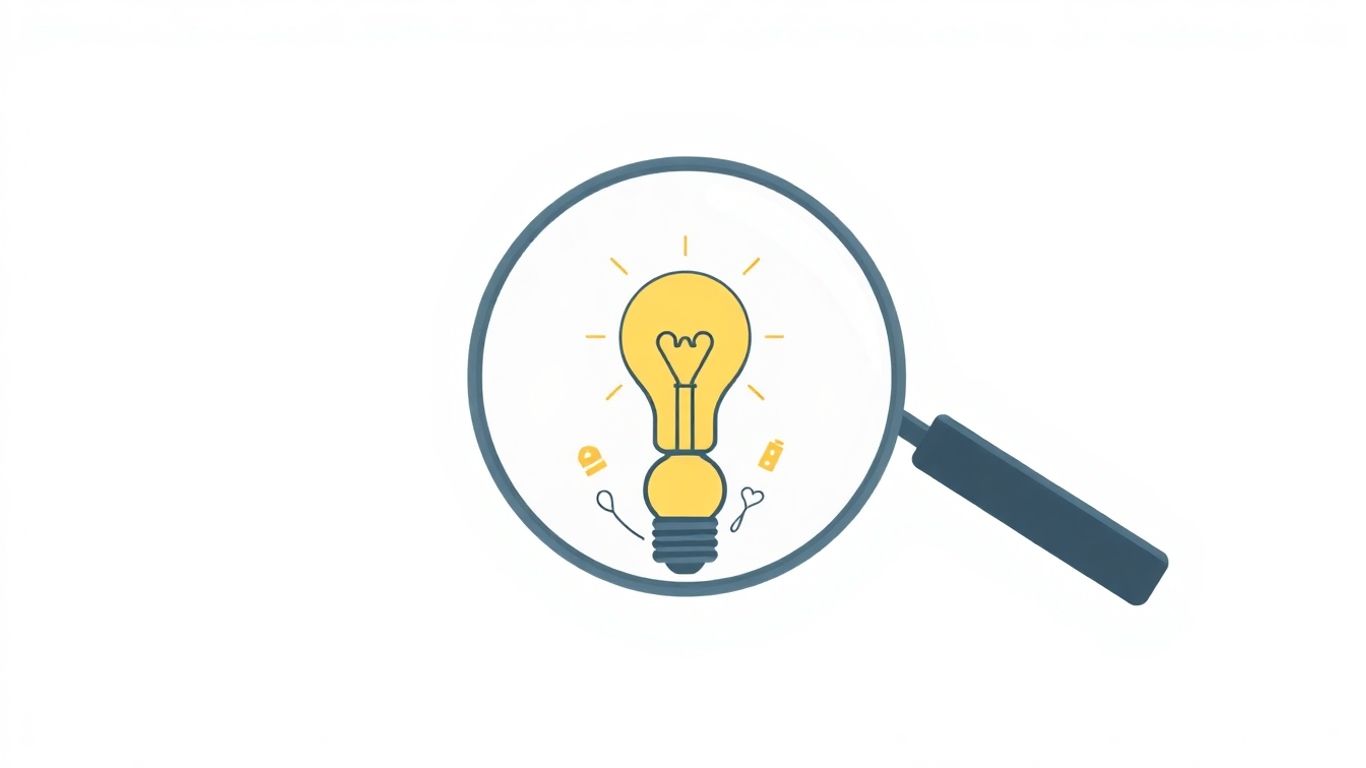 Magnifying glass over lightbulb, small business SEO