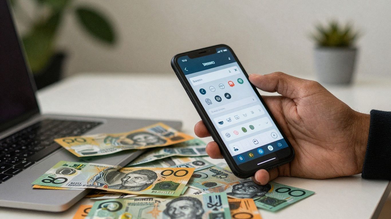 Person earning money from online surveys at home.