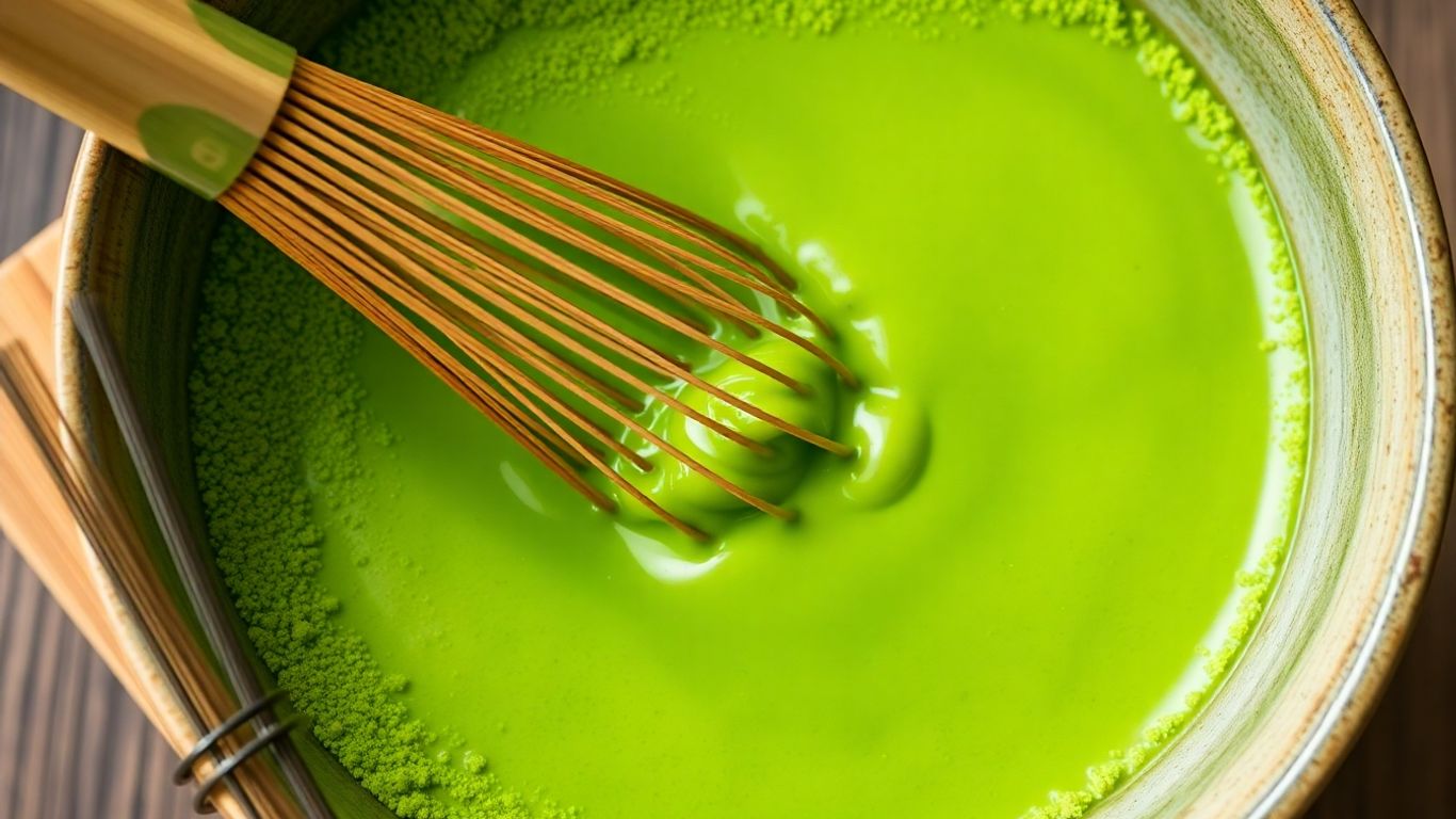 Kagoshima matcha being whisked in a bowl