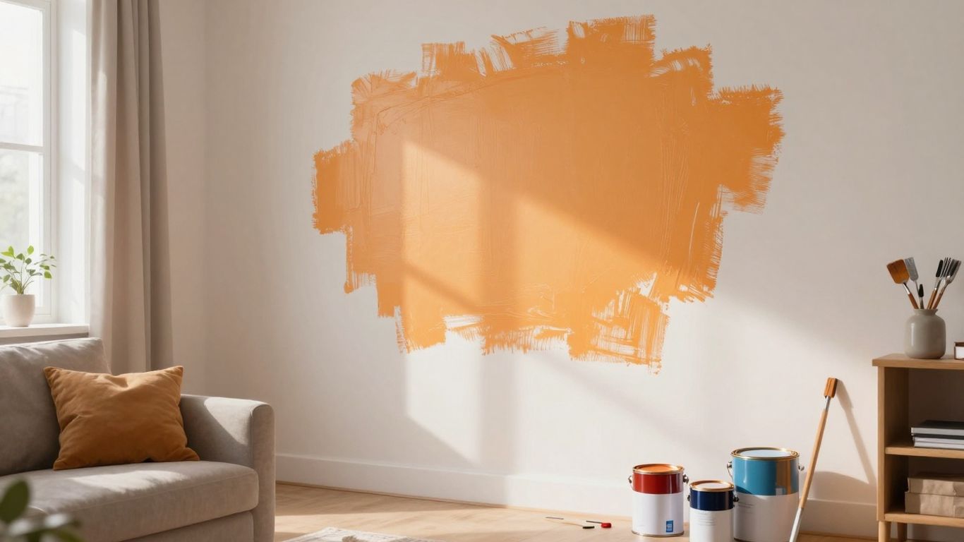 Painter applying a fresh coat of paint indoors.