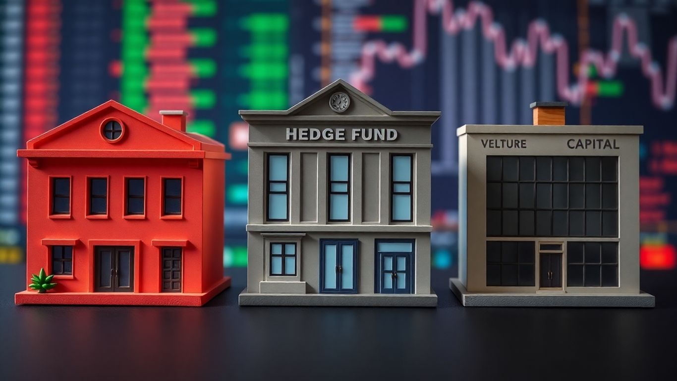 Investment vehicles: hedge fund, private equity, venture capital.