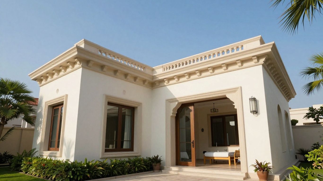 Dubai villa with fresh paint and landscaping.