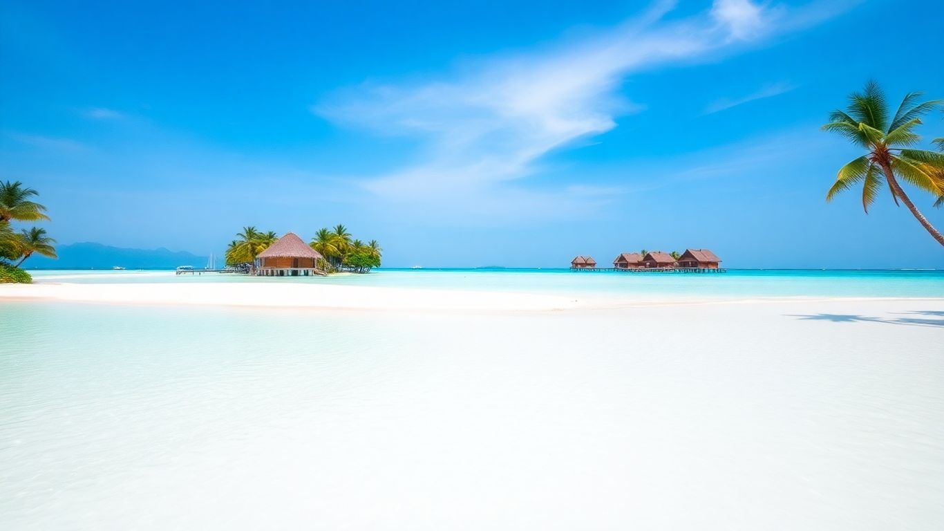 Maldives overwater bungalows and turquoise lagoon