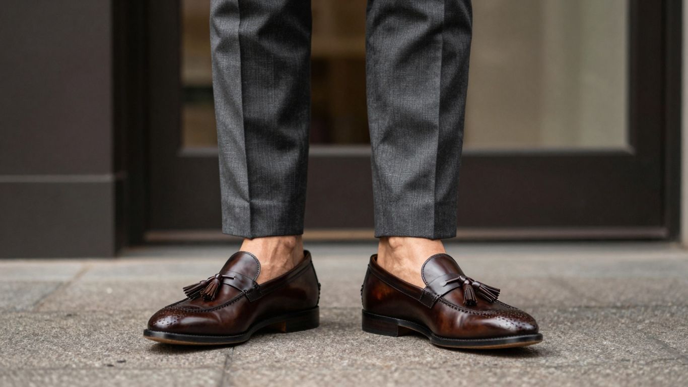 Man in suit wearing tassel loafers