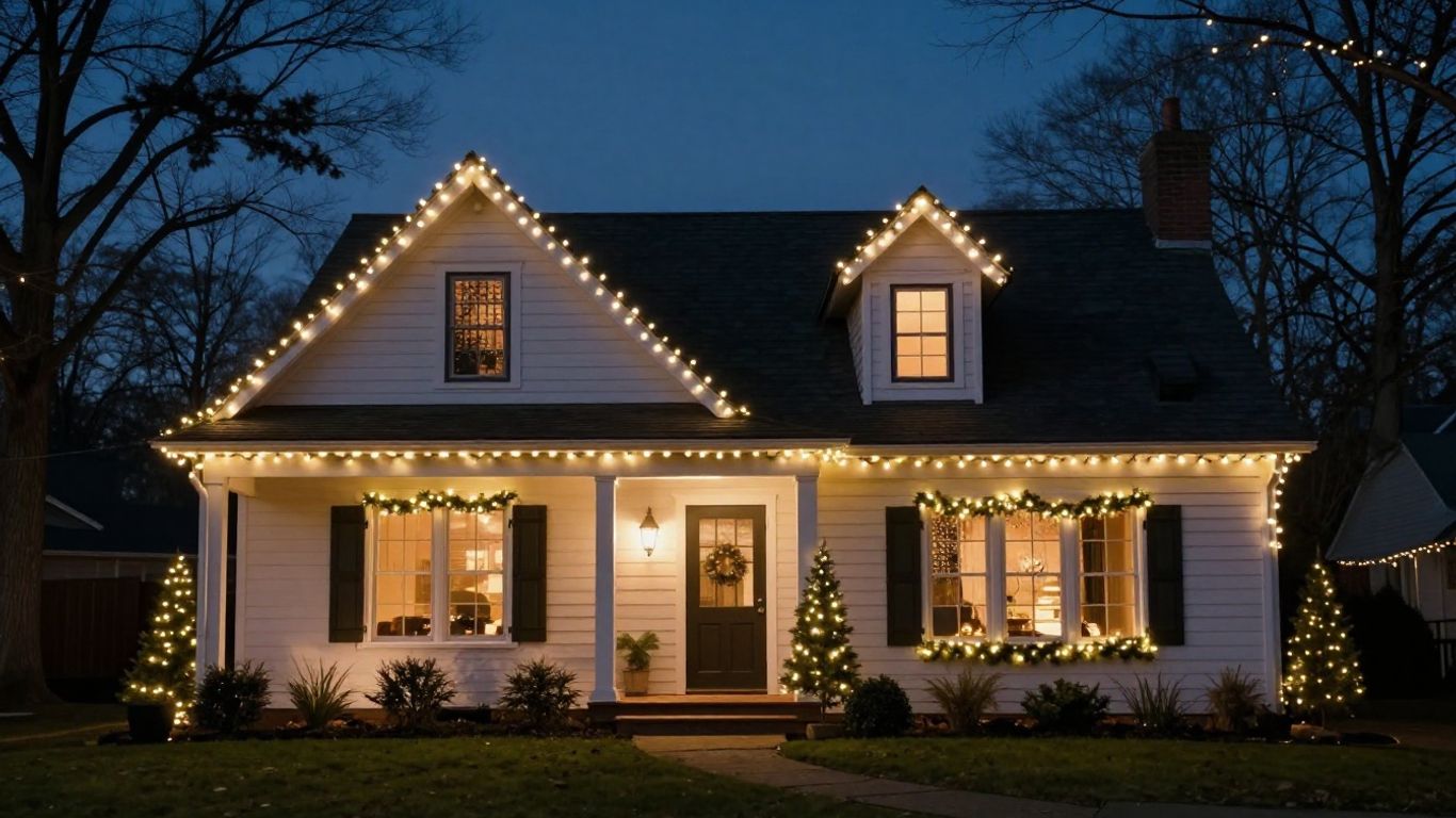 House decorated with professional Christmas lights in Shiloh.
