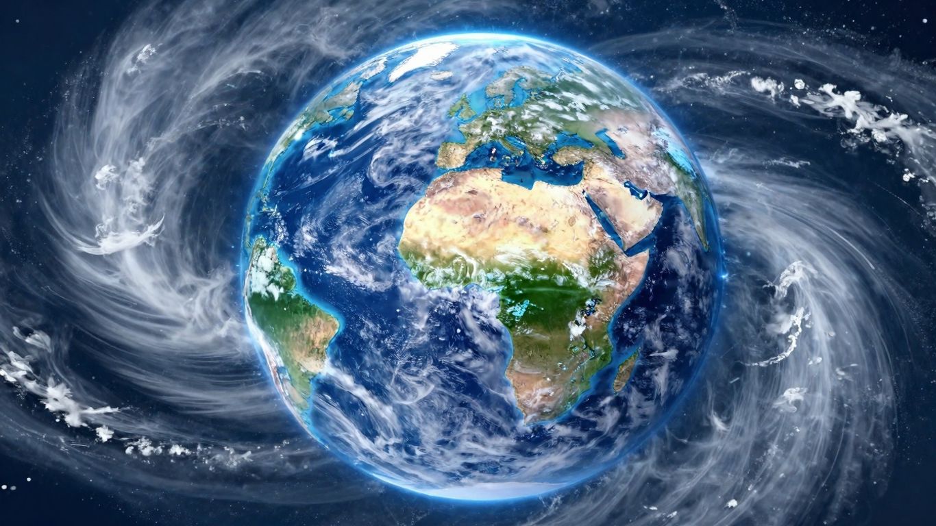 Global weather patterns visualized with AI.