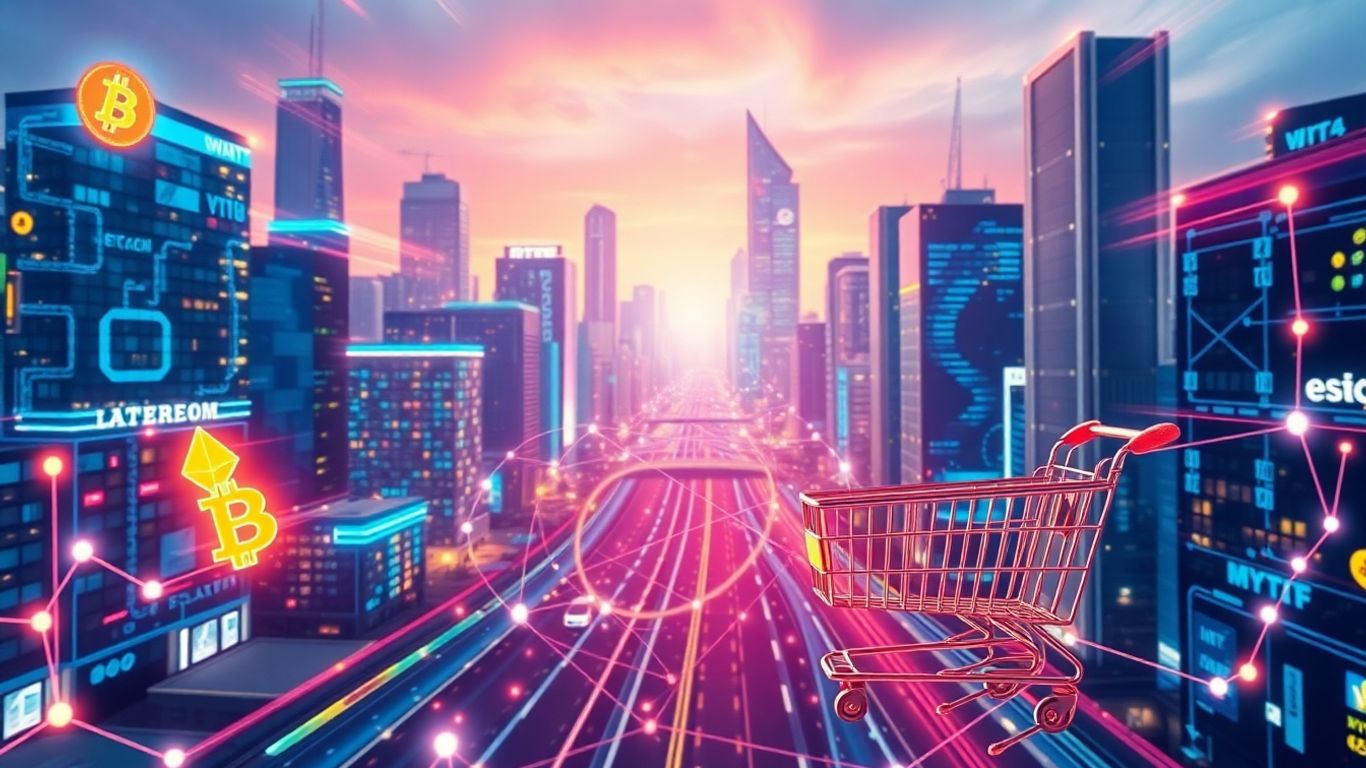 Cryptocurrency and e-commerce integration in a digital world.