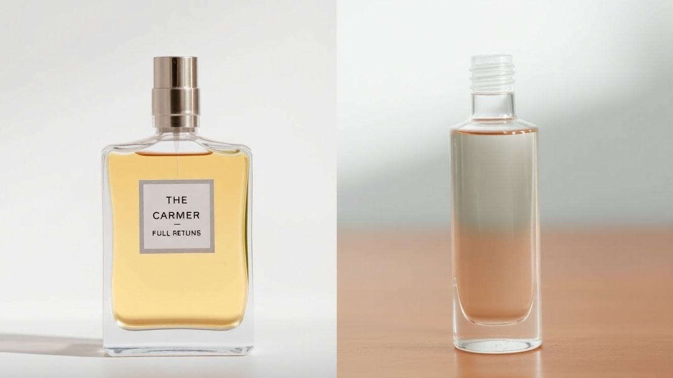 Perfume bottle tester versus full retail bottle.