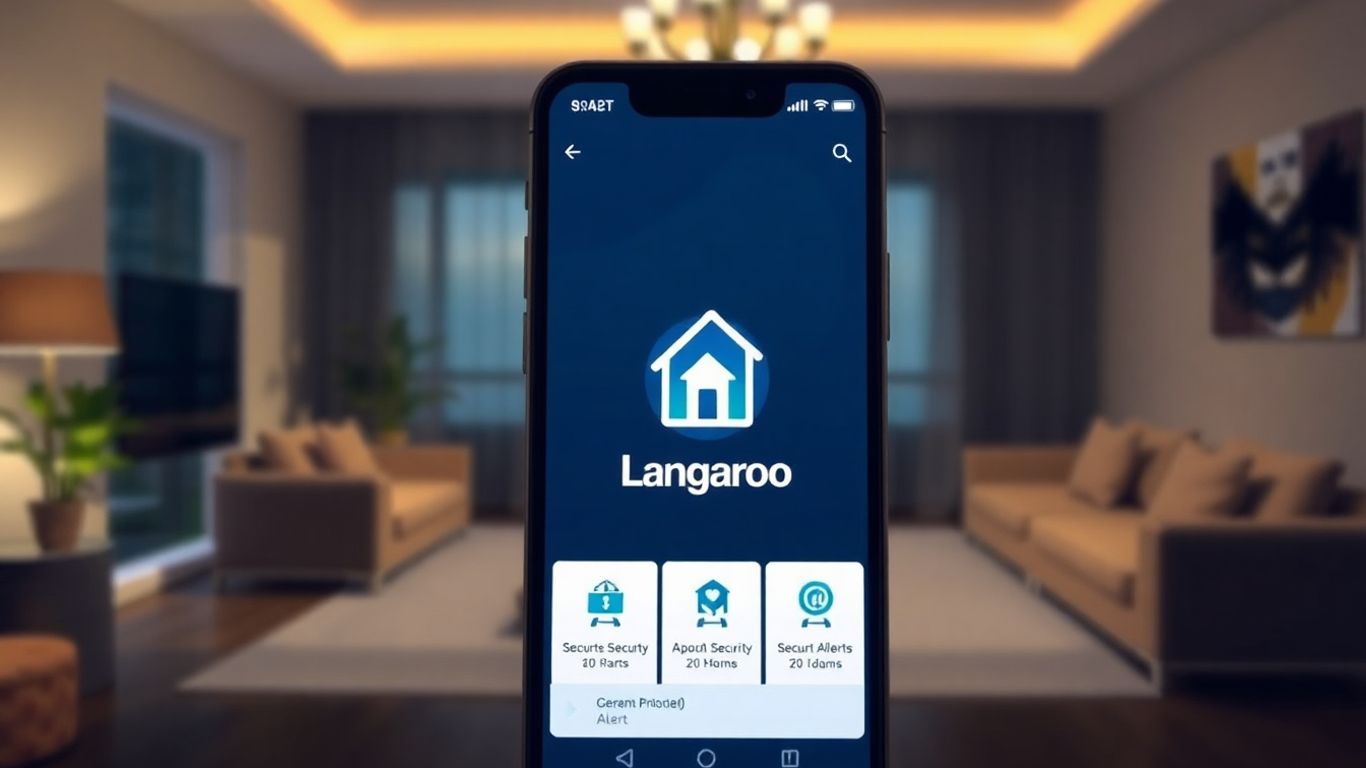 Langaroo app on a smartphone for home security.