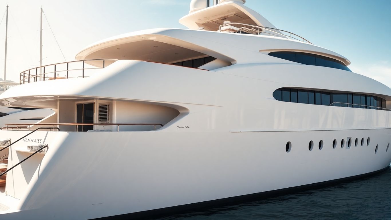 Superyacht Kaos running AC in Spanish harbor.