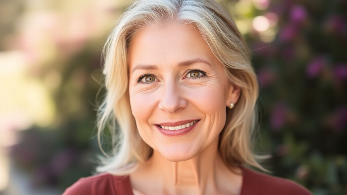 Mulher saudável e vibrante na menopausa.
