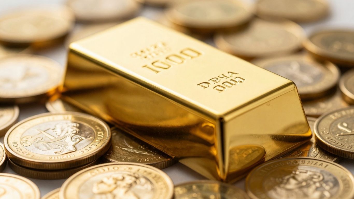Lingots et pièces d'or brillants.