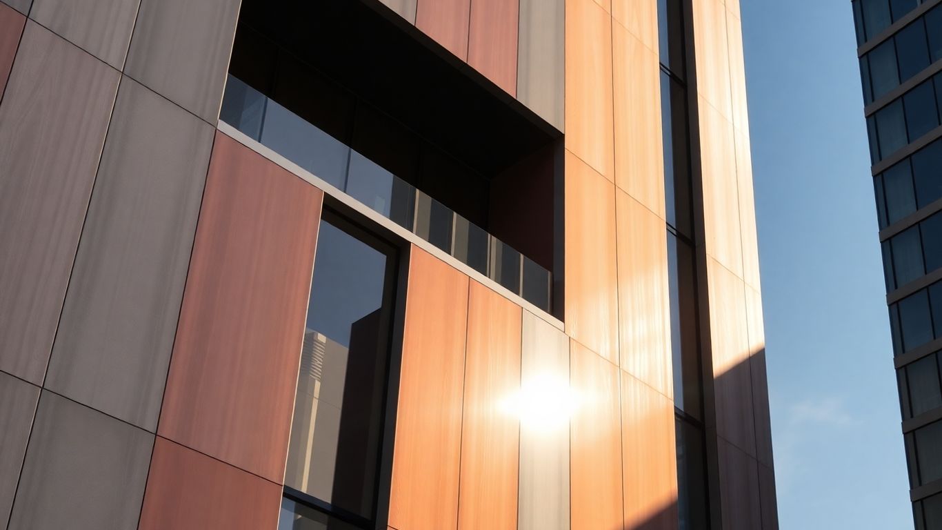 Materiale inteligente în fațada unei clădiri moderne.