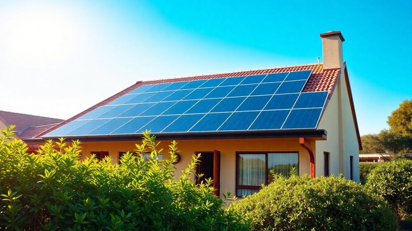 South African home with solar panels on roof.