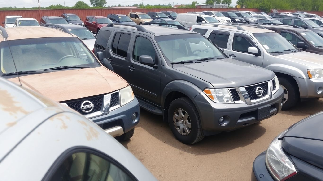 Nissan 4x4 vehicles in a wrecking yard