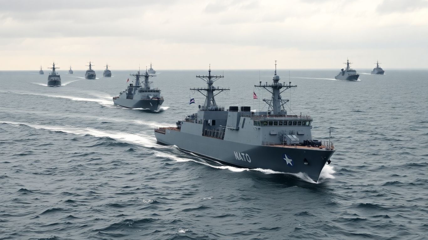 NATO warships sailing in the Baltic Sea.