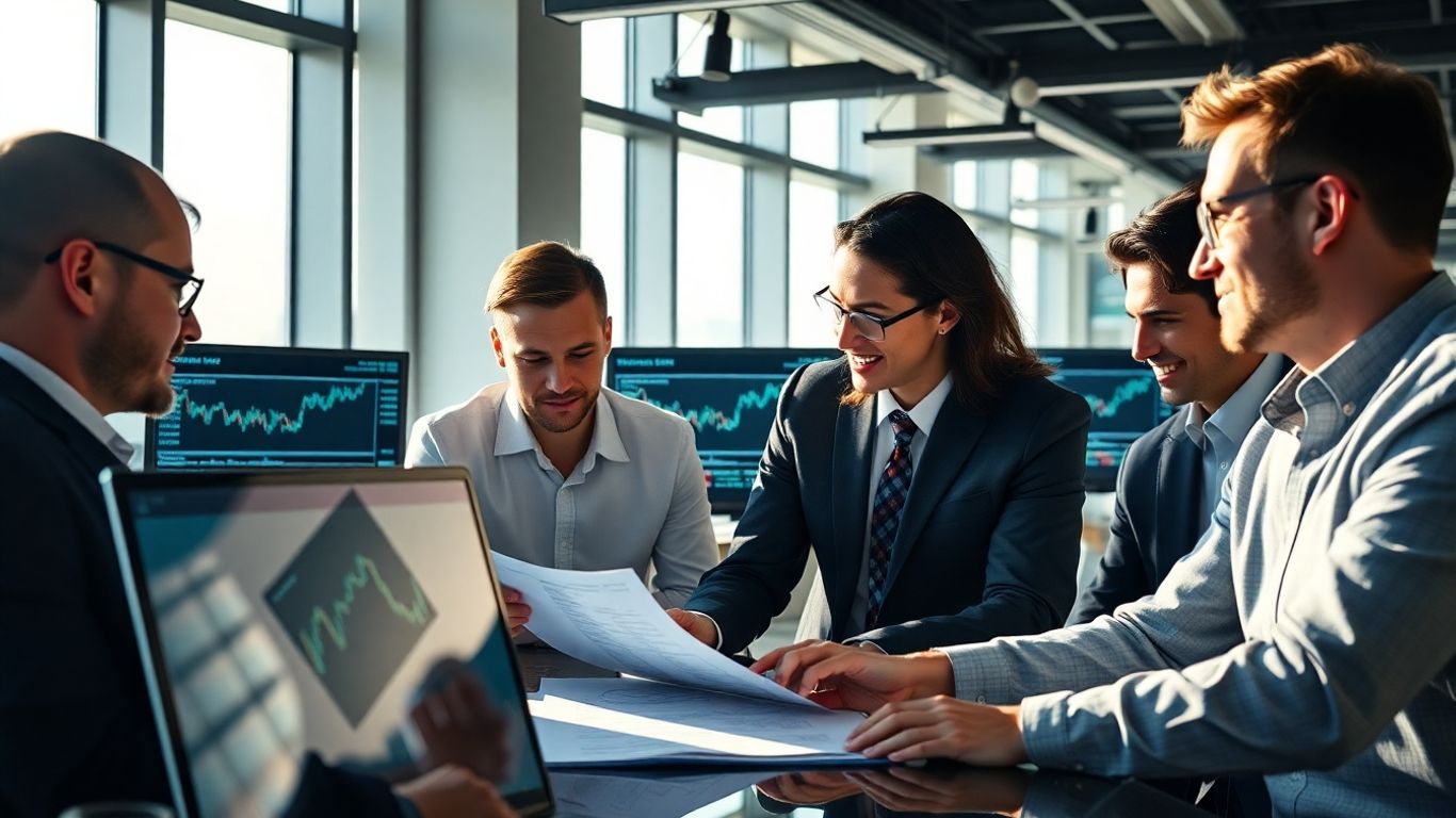 Financial analysts reviewing global dividend investment data